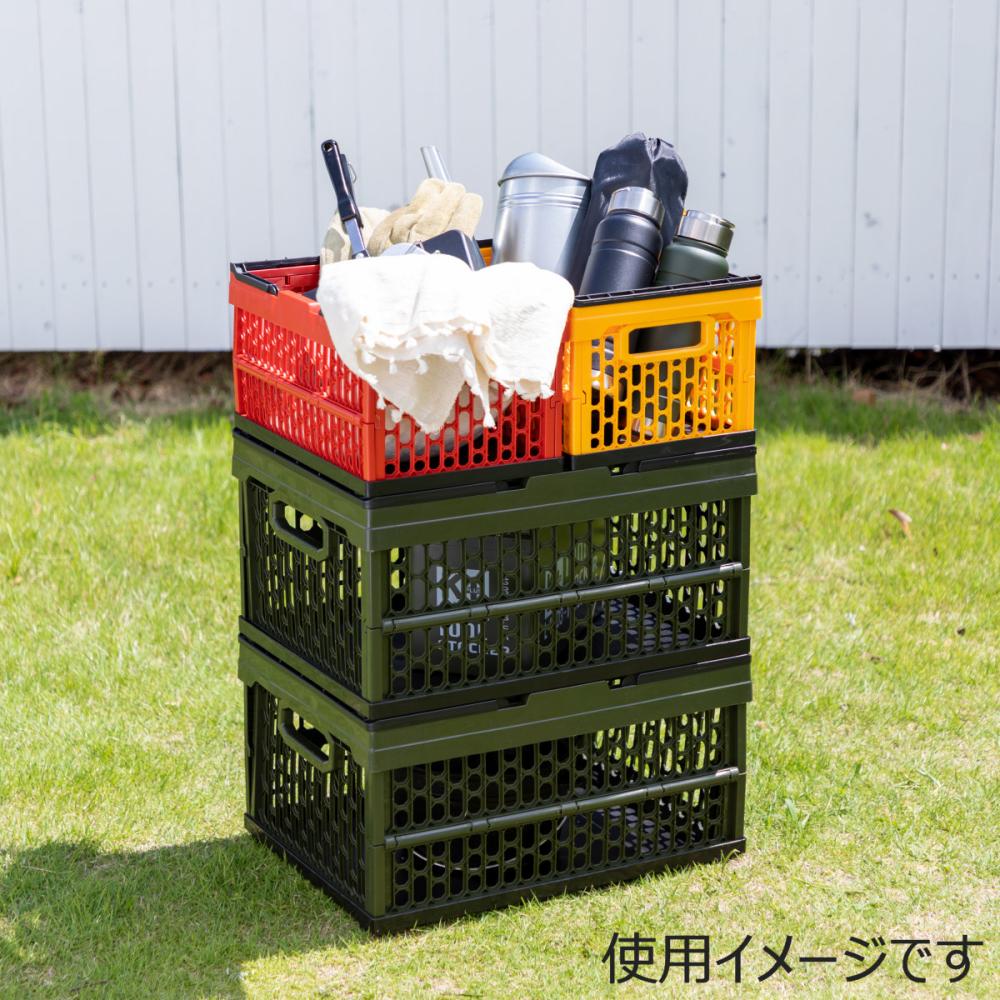 K+GEAR 取手付 折畳コンテナ 大 イエロー KM-482 K+GEAR 取手付 折畳コンテナ 大 イエロー KM-482