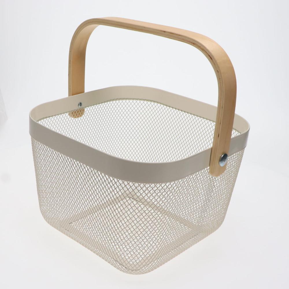 アテーナライフ メッシュバスケット アイボリー 26×26×18cm の