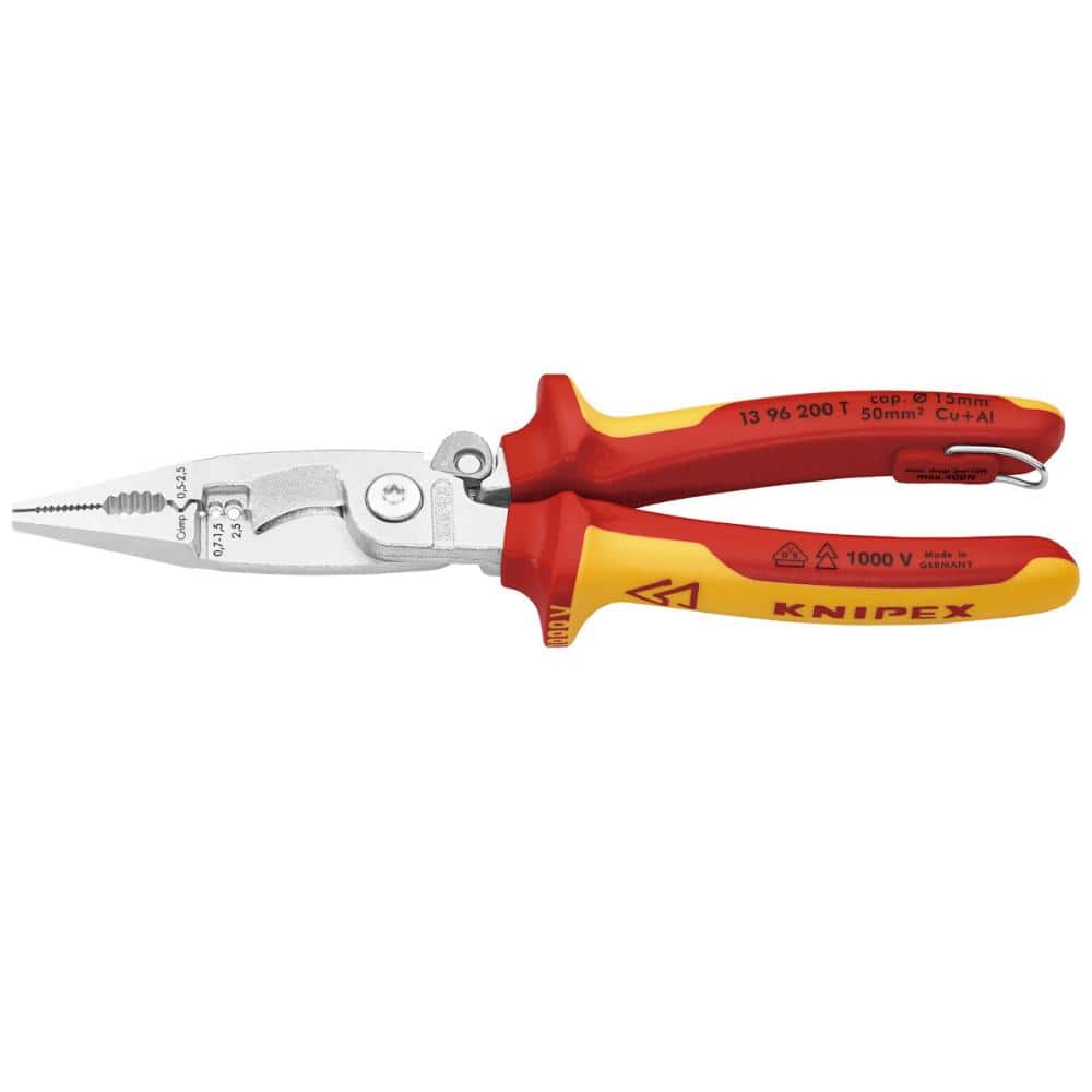 ＫＮＩＰＥＸ　１０００Ｖ　落下防止　絶縁エレクトロプライヤー　２００ｍｍ　１３９６－２００ＴＢＫ