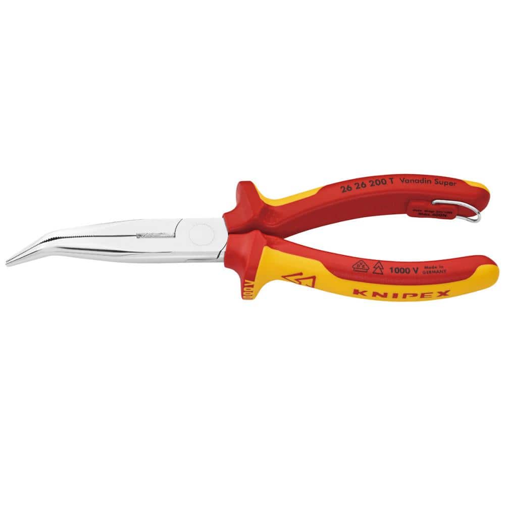 KNIPEX 1000V 落下防止付 先端先曲40絶縁ラジオペンチ200mm 2626-200TBK
