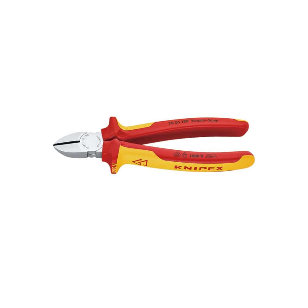 ＫＮＩＰＥＸ（クニペックス）　１０００Ｖ　絶縁斜ニッパー　１８０ｍｍ　７００６－１８０