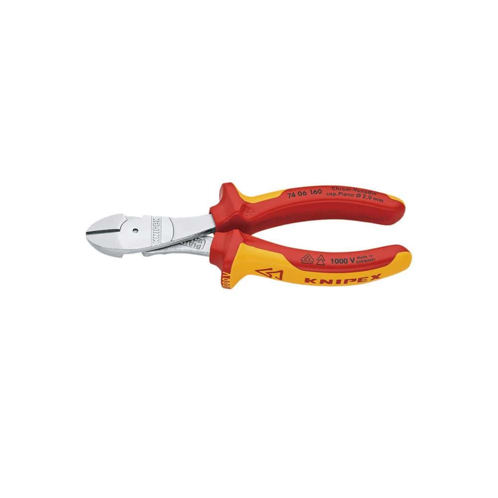 ＫＮＩＰＥＸ（クニペックス）　１０００Ｖ　絶縁強力斜ニッパー　１６０ｍｍ　７４０６－１６０