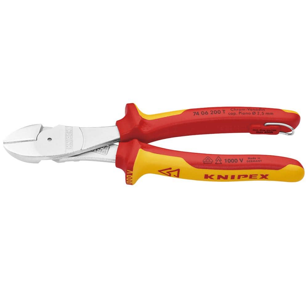 ＫＮＩＰＥＸ　１０００Ｖ　落下防止付　絶縁強力斜ニッパー　２００ｍｍ　７４０６－２００ＴＢＫ