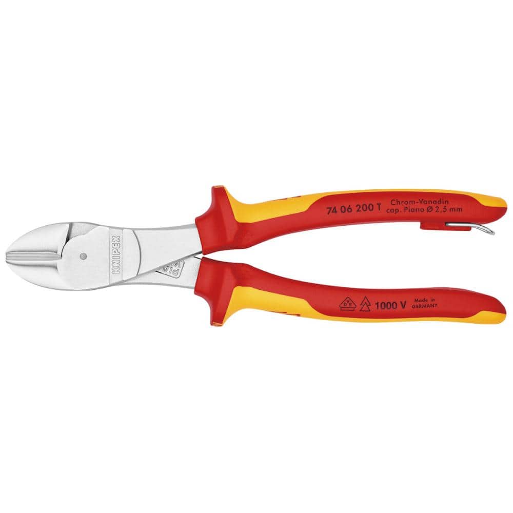 ＫＮＩＰＥＸ　１０００Ｖ　落下防止付　絶縁強力斜ニッパー　２００ｍｍ　７４０６－２００ＴＢＫ