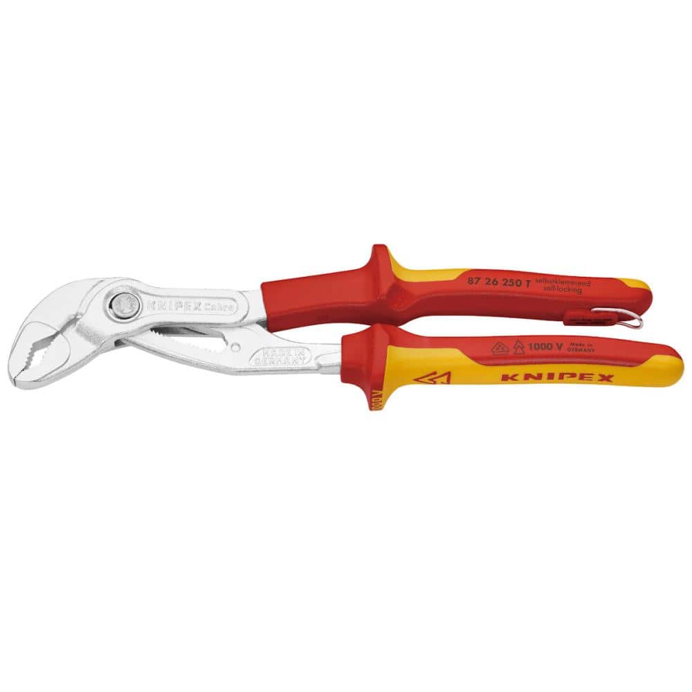 ＫＮＩＰＥＸ１０００Ｖ絶縁落下防止付コブラウォーターポンププライヤー２５０ｍｍ８７２６－２５０ＴＢＫ