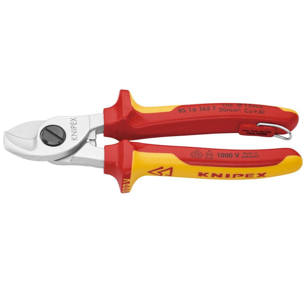 KNIPEX 1000V 落下防止付 絶縁ケーブルカッター 165mm 9516-165TBK