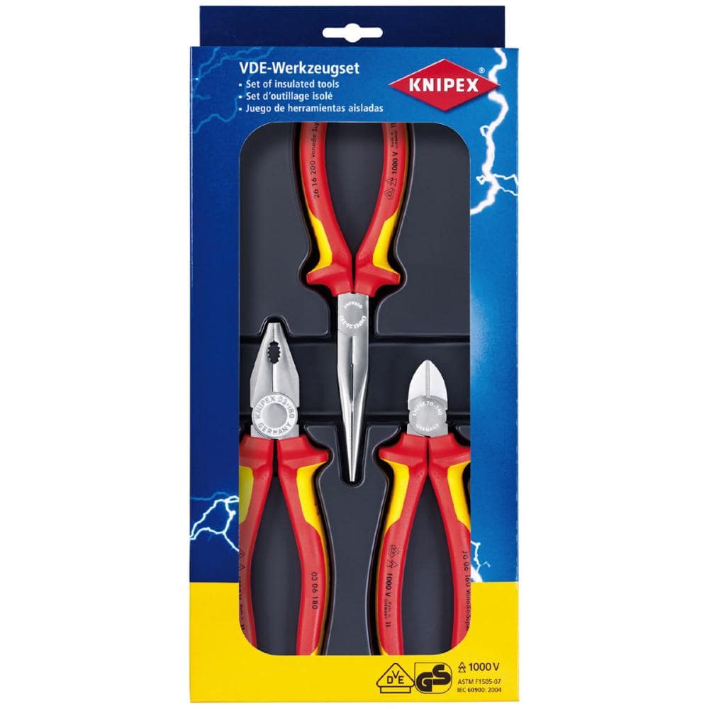 ＫＮＩＰＥＸ（クニペックス）　１０００Ｖ　３本組　絶縁プライヤーセット　００２０１２