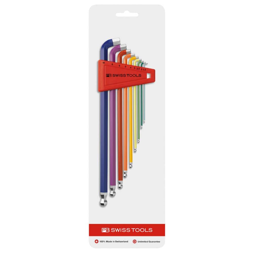 PB SWISS TOOLS レインボーショートヘッド六角棒セット2212LH-10RBCN