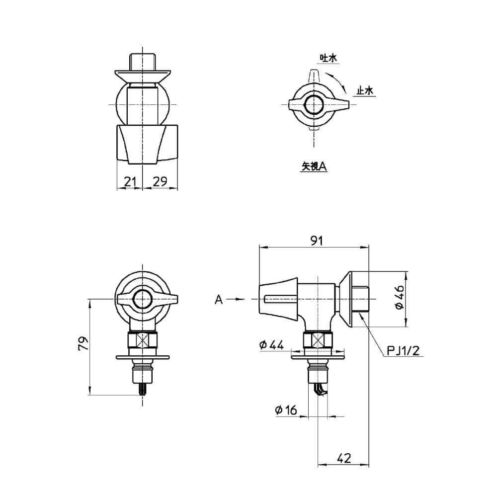 ＳＡＮＥＩ（サンエイ）　洗濯機用送り座水栓　給水ホース接続用　寒冷地用　ＪＹ１４３２ＴＫ－１３