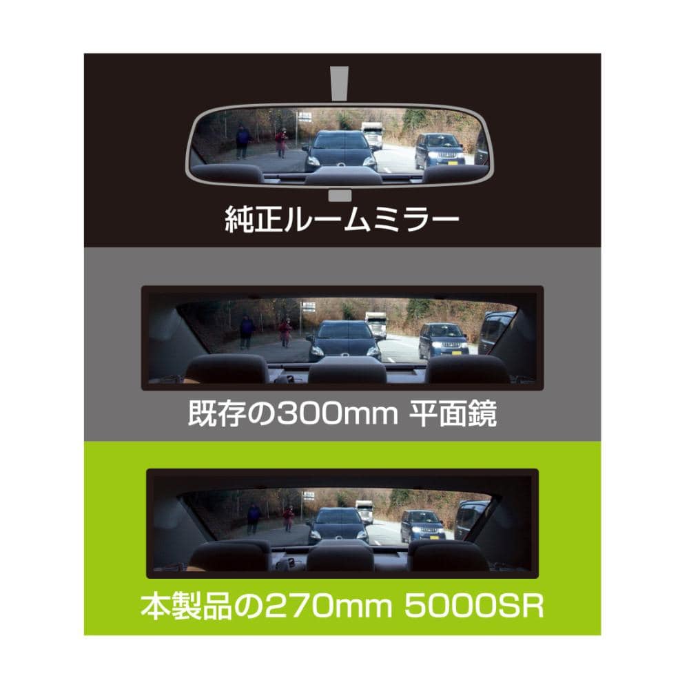 槌屋ヤック　ＨＹＢＲＩＤ　５０００ＳＲルームミラー　クローム　２７０ｍｍ×７０ｍｍ　ＤＣ－４５