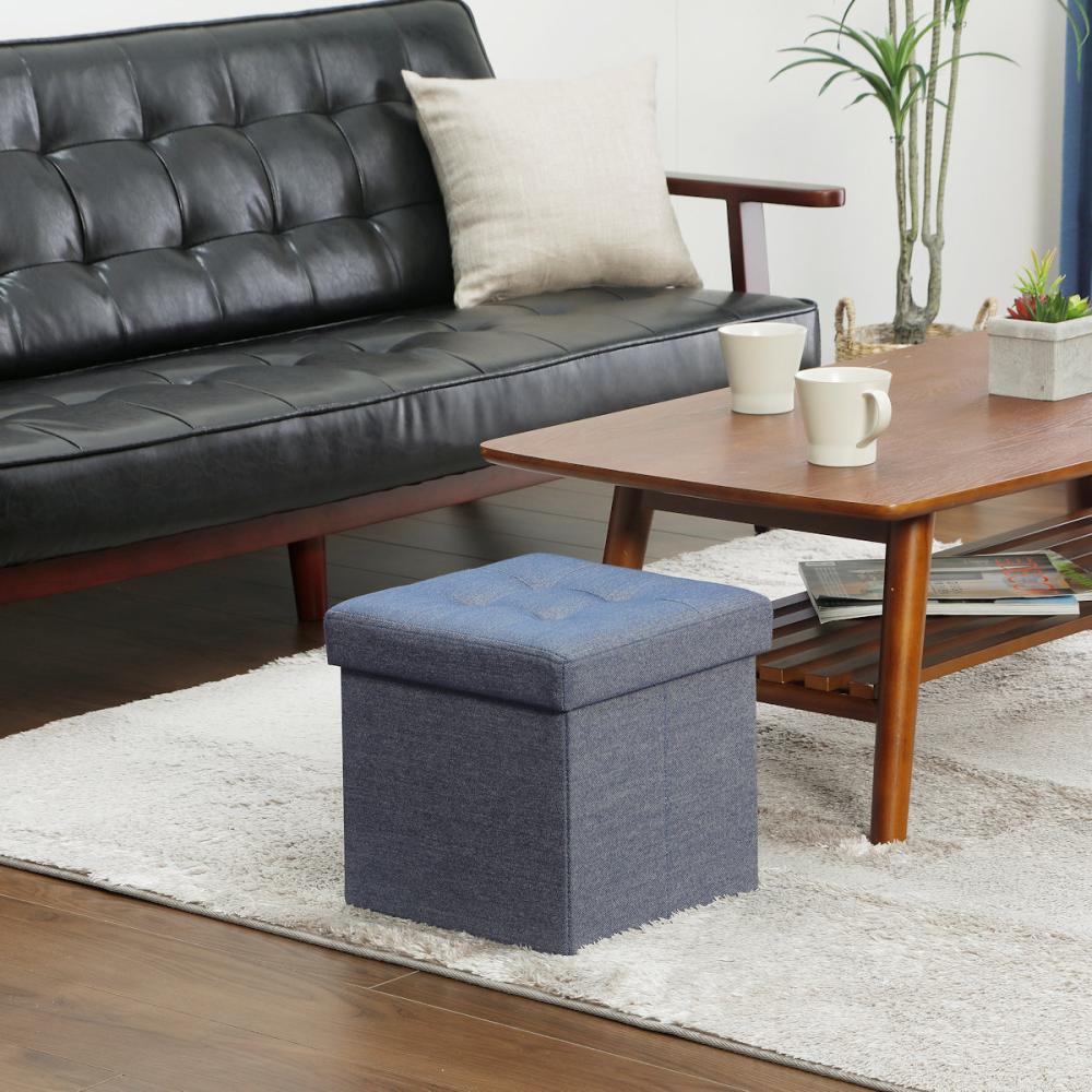 本革ダブルオットマンテーブル付 濃紺 収納付きスツール 楽天市場】収納スツール ダブル 幅76 収納ボックス フタ付き JLS