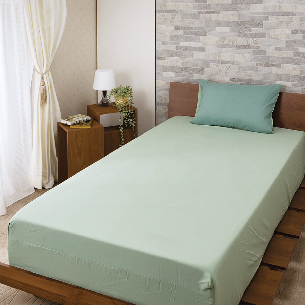 らくらくすっぽりシーツ　グリーン　シングル　１００×２００×マチ３０ｃｍ
