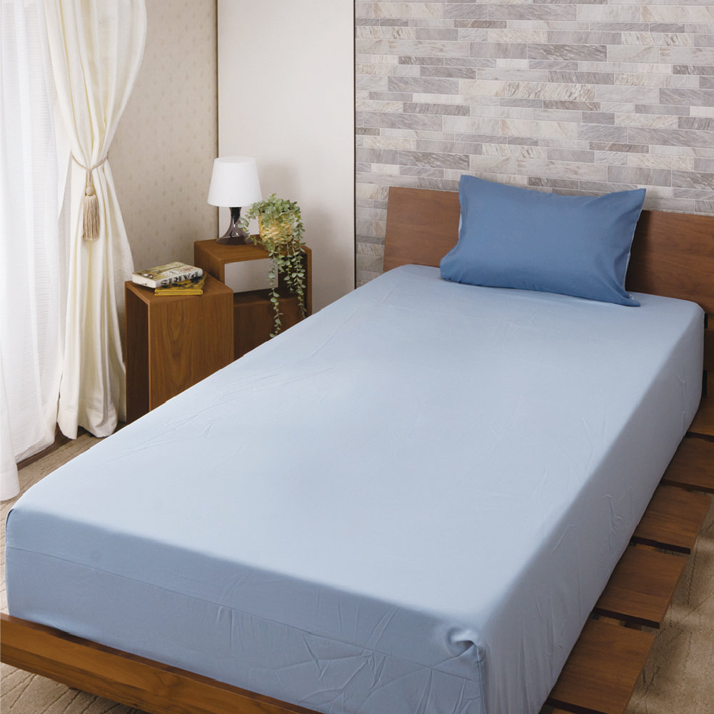 らくらくすっぽりシーツ　ブルー　シングル　１００×２００×マチ３０ｃｍ