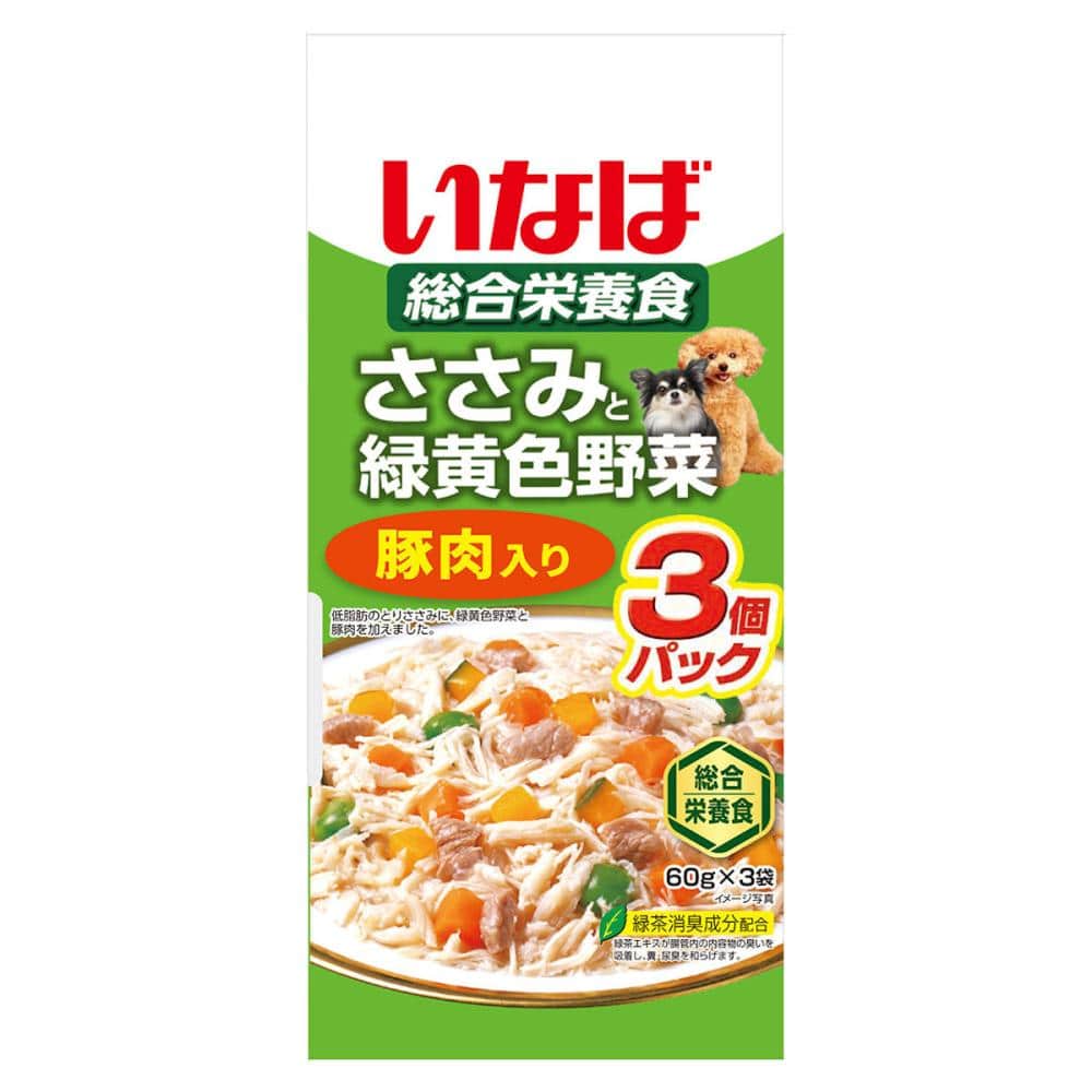 ささみと緑黄色野菜豚肉入り　６０ｇ×３袋　ＱＤＲー１４５