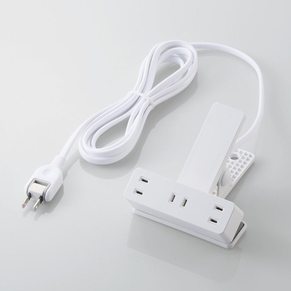 エレコム 電源タップ クリップタップ 3個口2.5m ホワイト T-KF03-2325WH