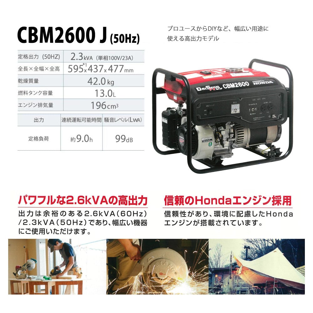 ＨＯＮＤＡ（ホンダ）　ダイシン　発電機　ＣＢＭ２６００　Ｊ　（５０Ｈｚ）