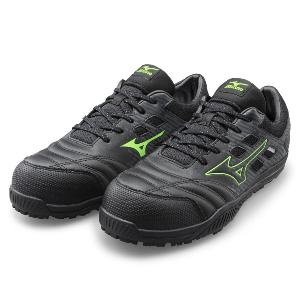 ミズノ　安全靴　ＡＬＭＩＧＨＴＹ　ＴＤ２１１Ｌ　ブラック×グリーン　２２．５ｃｍ