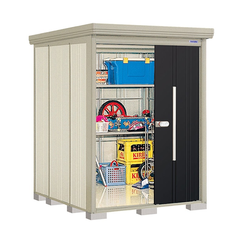 タクボ物置　Ｍｒ．ストックマン　ダンディ　間口１５０×奥行１９２ｃｍ　背面棚タイプ　多雪型・結露減少屋根　ナイトブラック　ＮＤ－ＳＺ１５１９Ｎ