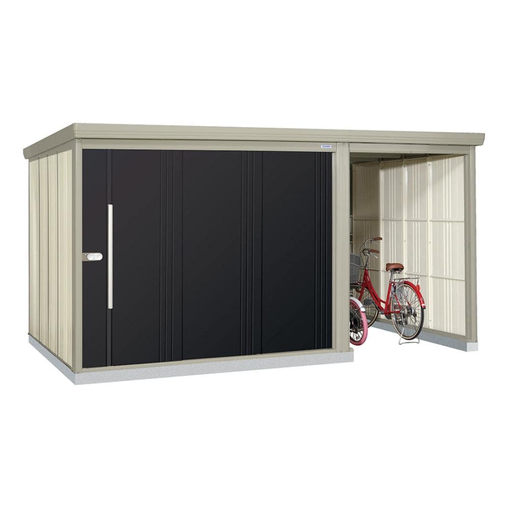 タクボ物置　Ｍｒ．ストックマン　プラスアルファ　間口４０５×奥行２６２ｃｍ　駐輪部間口１５０ｃｍ　多雪型・結露減少屋根　ナイトブラック　ＴＰ－ＳＺ４０２６Ｎ