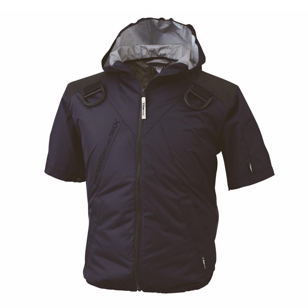 ジーベック 空調服遮熱ハーネス対応半袖ブルゾン(フード付き) 3L 紺 XE98105-10-3L