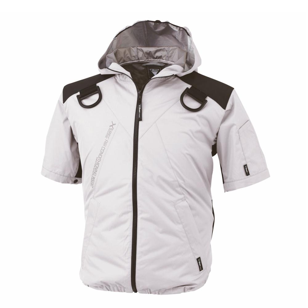 ジーベック　空調服遮熱ハーネス対応半袖ブルゾン（フード付き）　６Ｌ　シルバーグレー　ＸＥ９８１０５－２２－６Ｌ