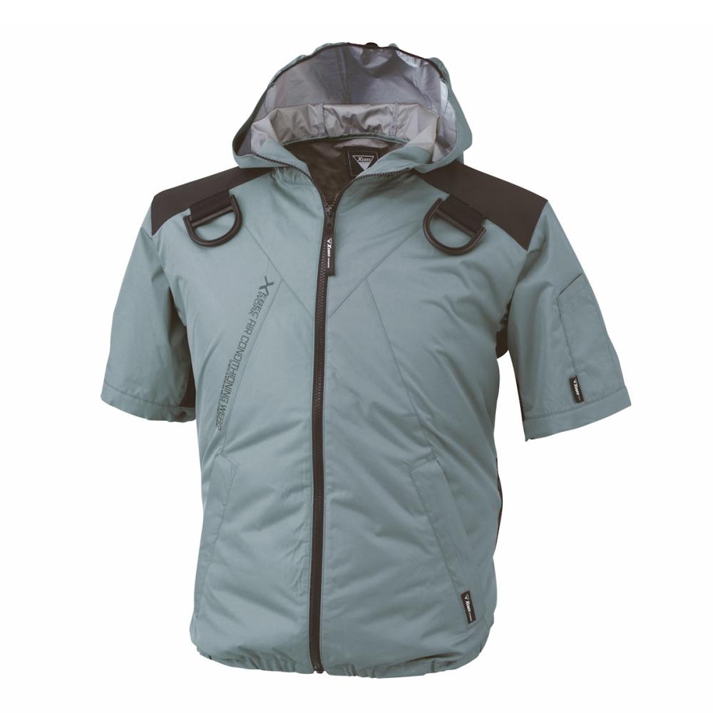 ジーベック　空調服遮熱ハーネス対応半袖ブルゾン（フード付き）　Ｓ　ブルーグレー　ＸＥ９８１０５－４３－Ｓ