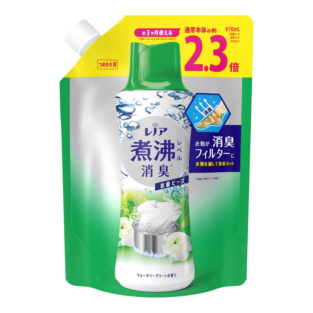 Ｐ＆Ｇ　レノア　煮沸レベル消臭抗菌ビーズ　ウォータリーグリーンの香り　詰替用特大　９７０ｍＬ