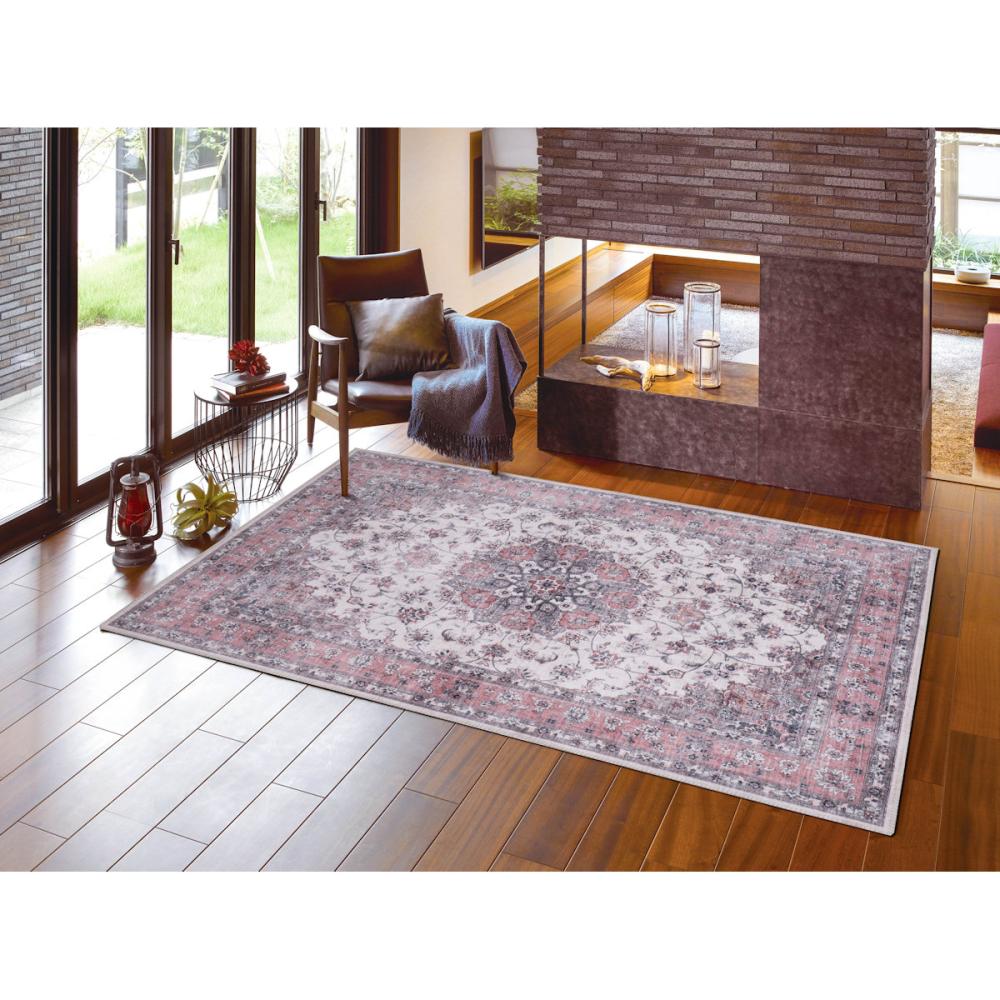 萩原　ラグ　カメオ　ピンク　１９０×１９０ｃｍ