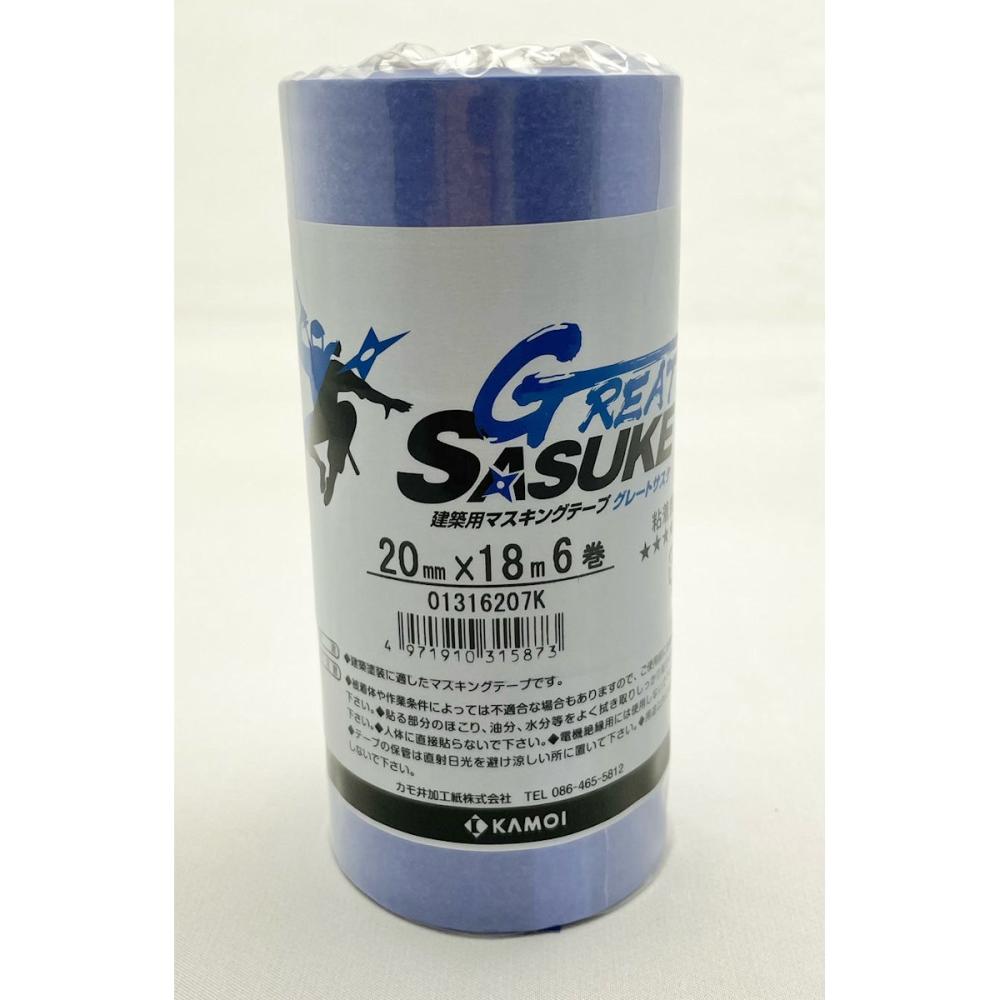 カモ井加工紙　ＧＲＥＡＴ　ＳＡＳＵＫＥ　建築用マスキングテープ　２０ｍｍＸ１８ｍ　６巻入り