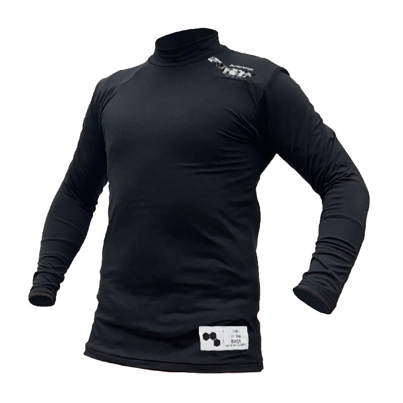 ボクラワークス　長袖ハイネック　火山岩蓄熱　背中二重　ブラック　３Ｌ　２３０９