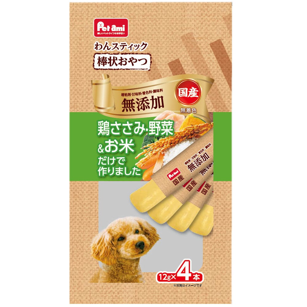 Petami 無添加わんスティック 鶏ささみ・野菜&お米 12g×4本