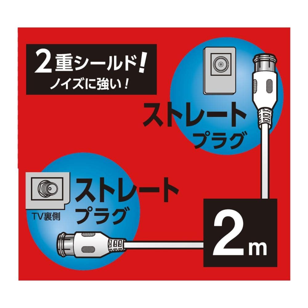 Ｋ＋ＢＵＩＬＤ　同軸ケーブル　ストレートプラグ付　２ｍ　ＳＳ－４Ｃ