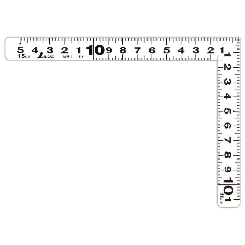 シンワ測定　曲尺平ぴた　表裏同目　ホワイト　１５×１１ｃｍ　１１１８９