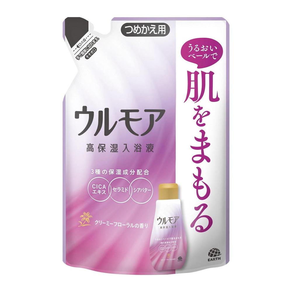 アース製薬　ウルモア高保湿入浴液　クリーミーフローラルの香り　詰替用　４８０ｍＬ