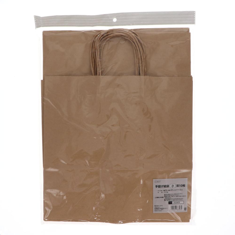 Ｌ’ＣＲＥＳＴ（ルクレスト）　手提げ紙袋　茶　小　１０枚入り