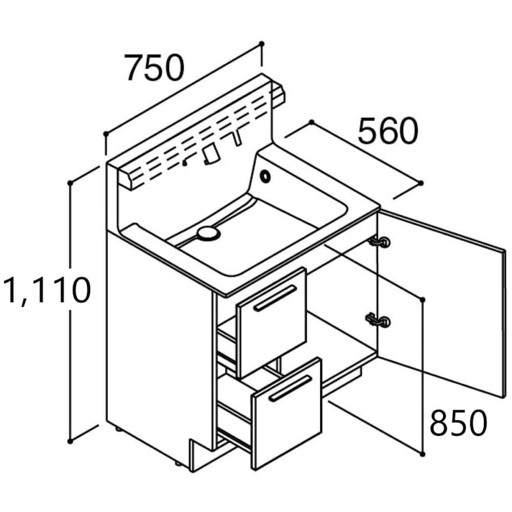 ＬＩＸＩＬ　ＩＮＡＸ　洗面台　Ｒ１シリーズ　間口７５ｃｍ　プッシュ水栓　寒冷地　ショコラオーク　Ｒ１Ｈ１－７５５ＰＹＮ－ＡＵ／ＪＲ２ＦＣ