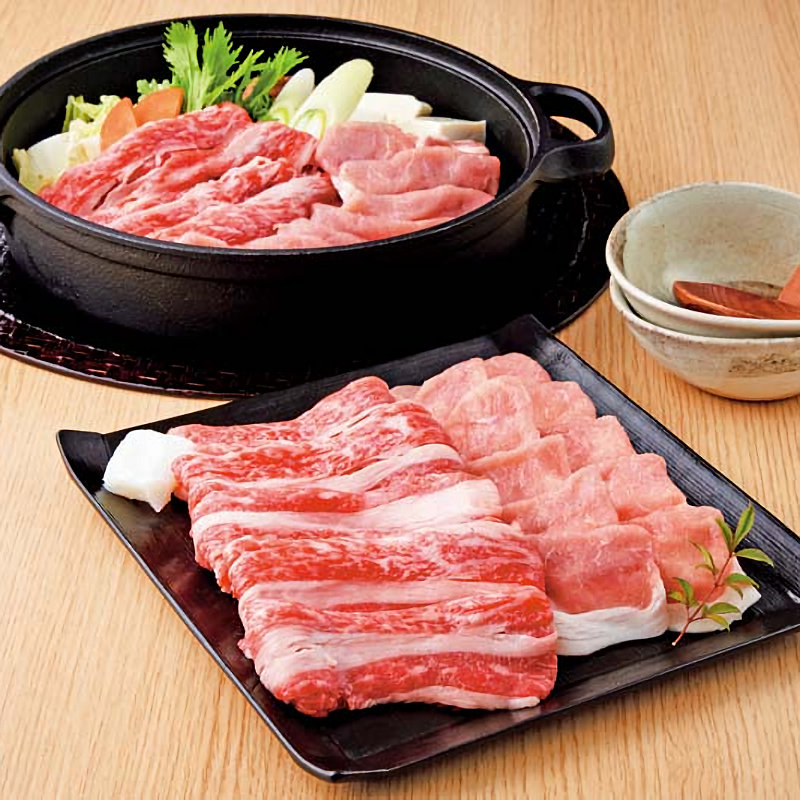 【25年お歳暮】国産牛と国産豚のすき焼き用 Y8-14【注文期限12月14日】
