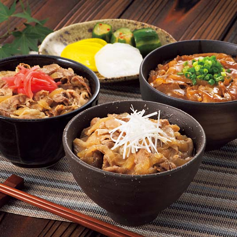 【２５年お歳暮】霧島黒豚・黒毛和牛　ミニ丼の具３種セット　ＳＫ３０【注文期限１２月１４日】