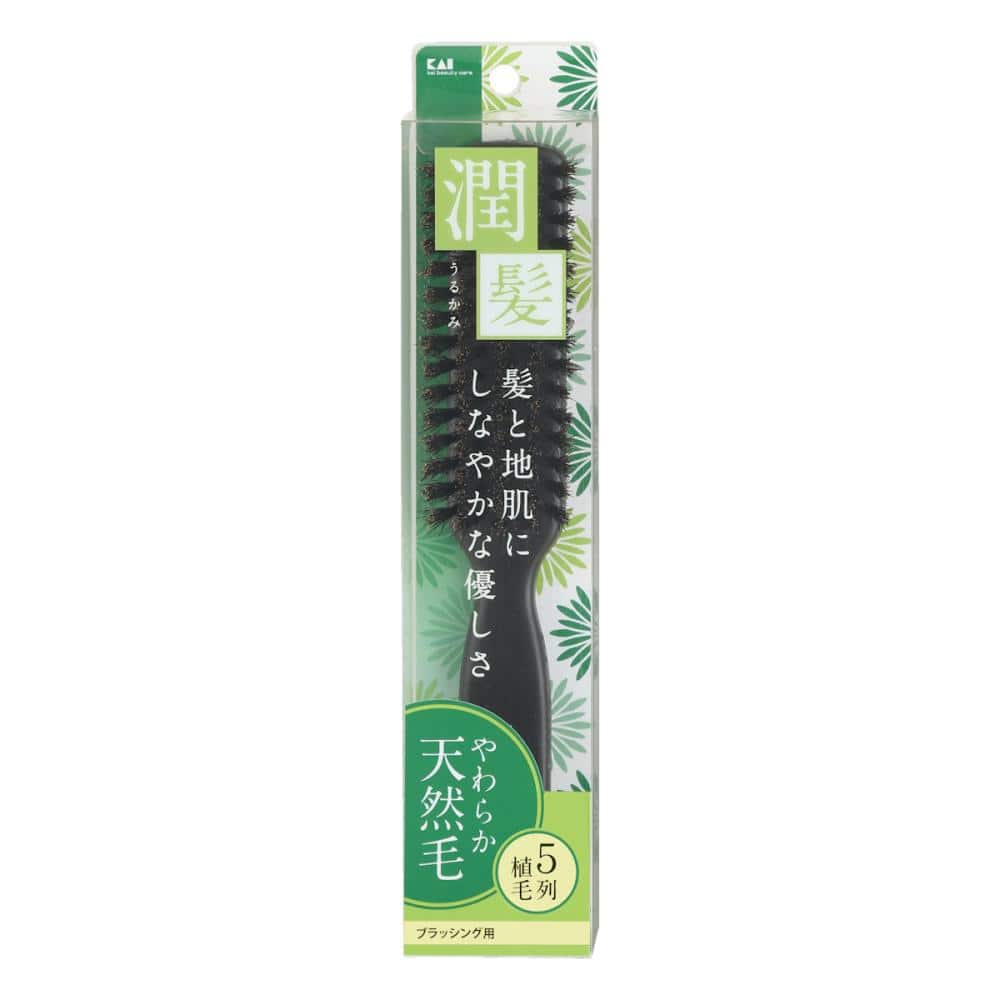 貝印　天然毛ブラッシングブラシ　潤髪　Ｌ
