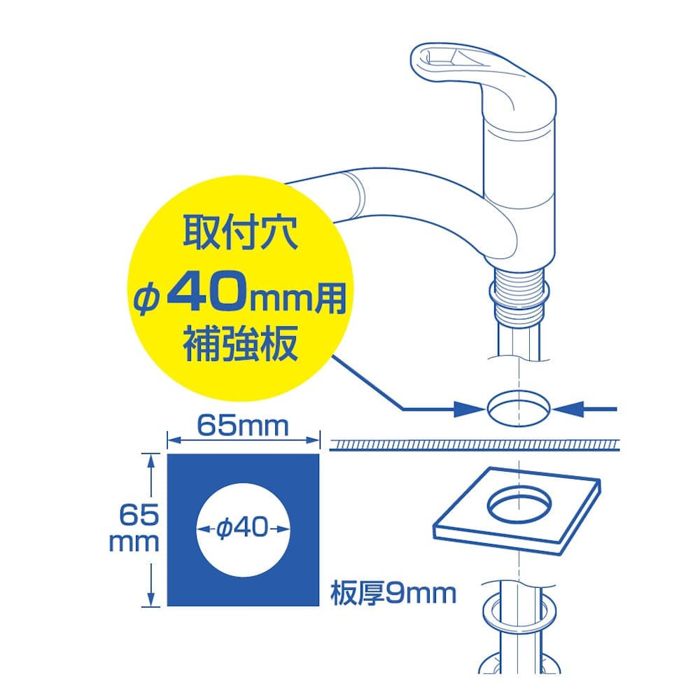 ＳＡＮＥＩ（サンエイ）　水栓穴補強板　穴径４０ｍｍ用　ＰＲ５３７－４０