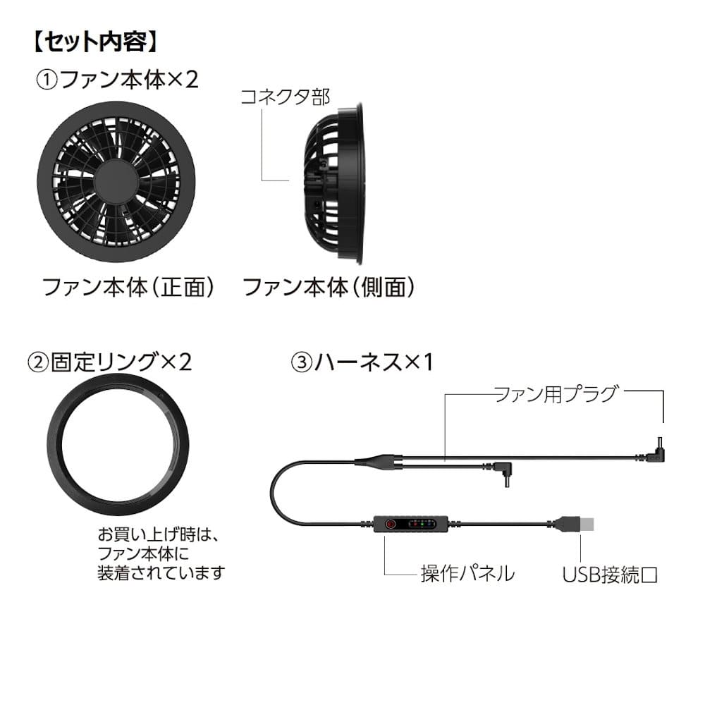 コメリ　ファン付きウェアシリーズ　ファンセット５Ｖ　Ｋ２４