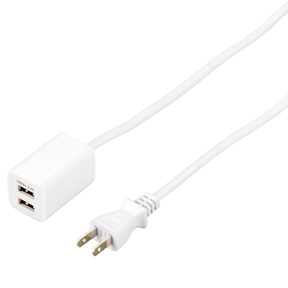 ヤザワ USBタップ 2ポート2.4A 1m ホワイト H72012UWH