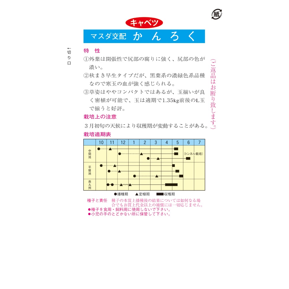 キャベツ種子　かんろくキャベツ　３０００粒