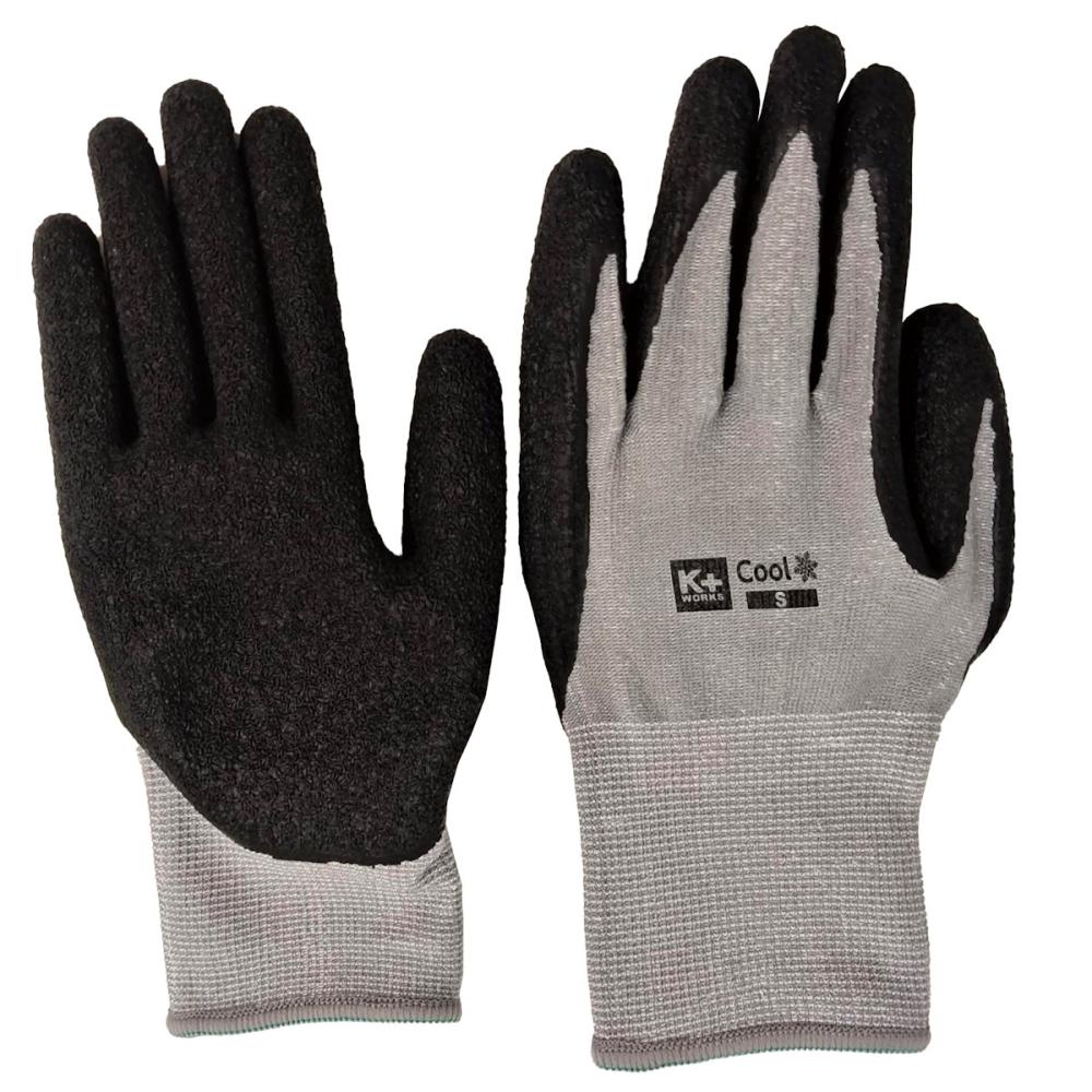 Ｋ＋ＷＯＲＫＳ　冷感ゴム背抜き手袋　３双組　杢グレー　Ｓ
