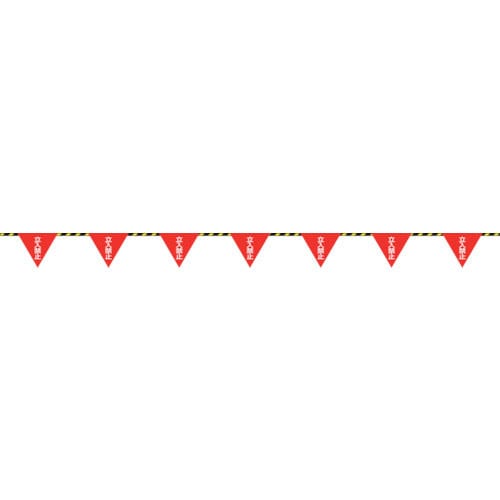 緑十字　三角旗付標識ロープ（トラロープ）　立入禁止　標識ロープ－８　６ｍｍΦ×２０ｍ（２８０ｍｍ三角＿