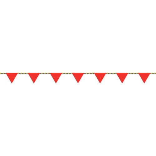 緑十字　三角旗付標識ロープ（トラロープ）　赤無地タイプ　標識ロープ－１００　６ｍｍΦ×２０ｍ（２８０＿