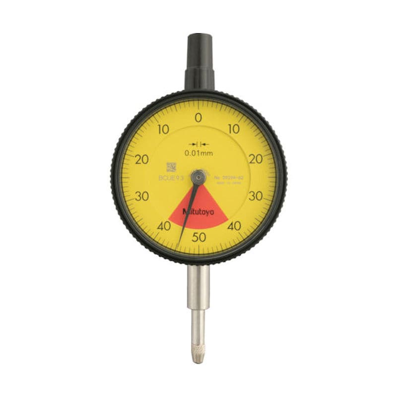 ミツトヨ　標準形ダイヤルゲージ（１回転未満・耳金付裏ぶたタイプ）　測定範囲０～０．８ｍｍ　最小表示０＿