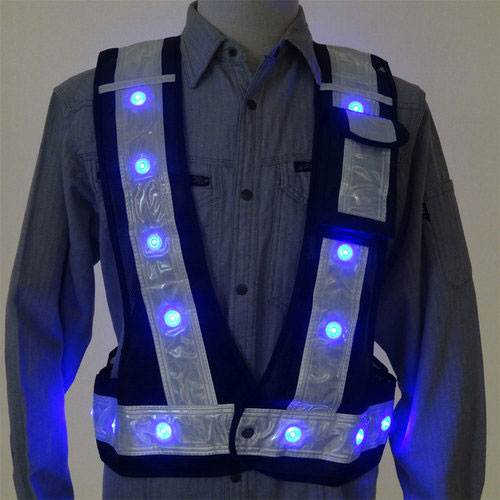ミズケイ 多機能ベスト「光るんです」青LEDタイプ(紺/白)_