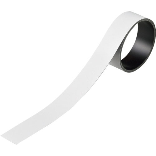 緑十字 テープ状カラーマグネット 白 マグネ25W 25mm幅×1m×0.8mm 片面磁力_