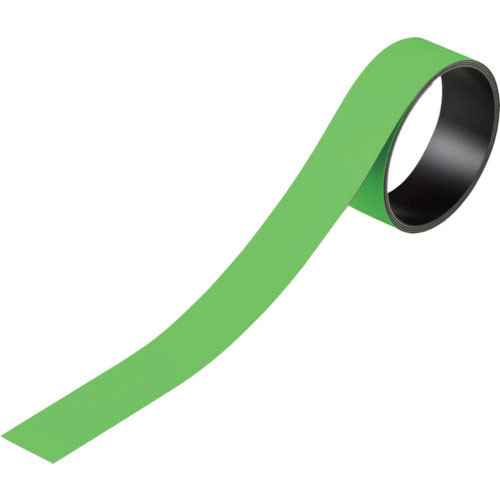 緑十字　テープ状カラーマグネット　緑　マグネ２５Ｇ　２５ｍｍ幅×１ｍ×０．８ｍｍ　片面磁力＿